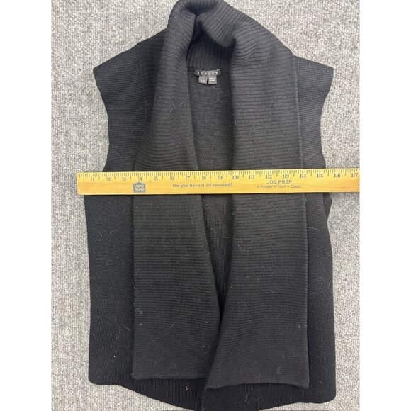 Theory Wool Cardigan Women's P/TP Black Sleeveless Sweater Vest Open Front - Picture 3 of 6